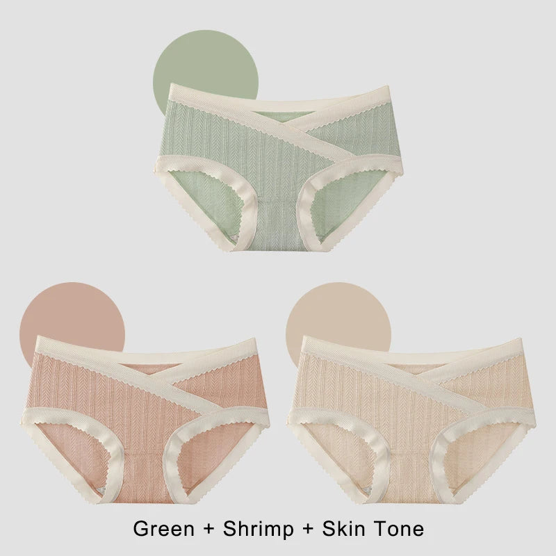 3PCS Set M-2XL Plus Size Soft Cotton Briefs V-Shaped Abdominal Support Under Panties Pregnancy Childbirth Female Underwear Pregnant Woman Women's Panties