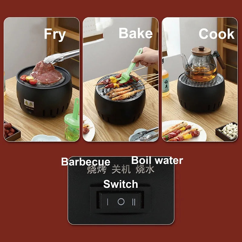220V Electric Ceramic Stove Outdoor Mini Charcoal Barbeque Electric grill Multifunction Home Tea Brewer Boiling Water Heater