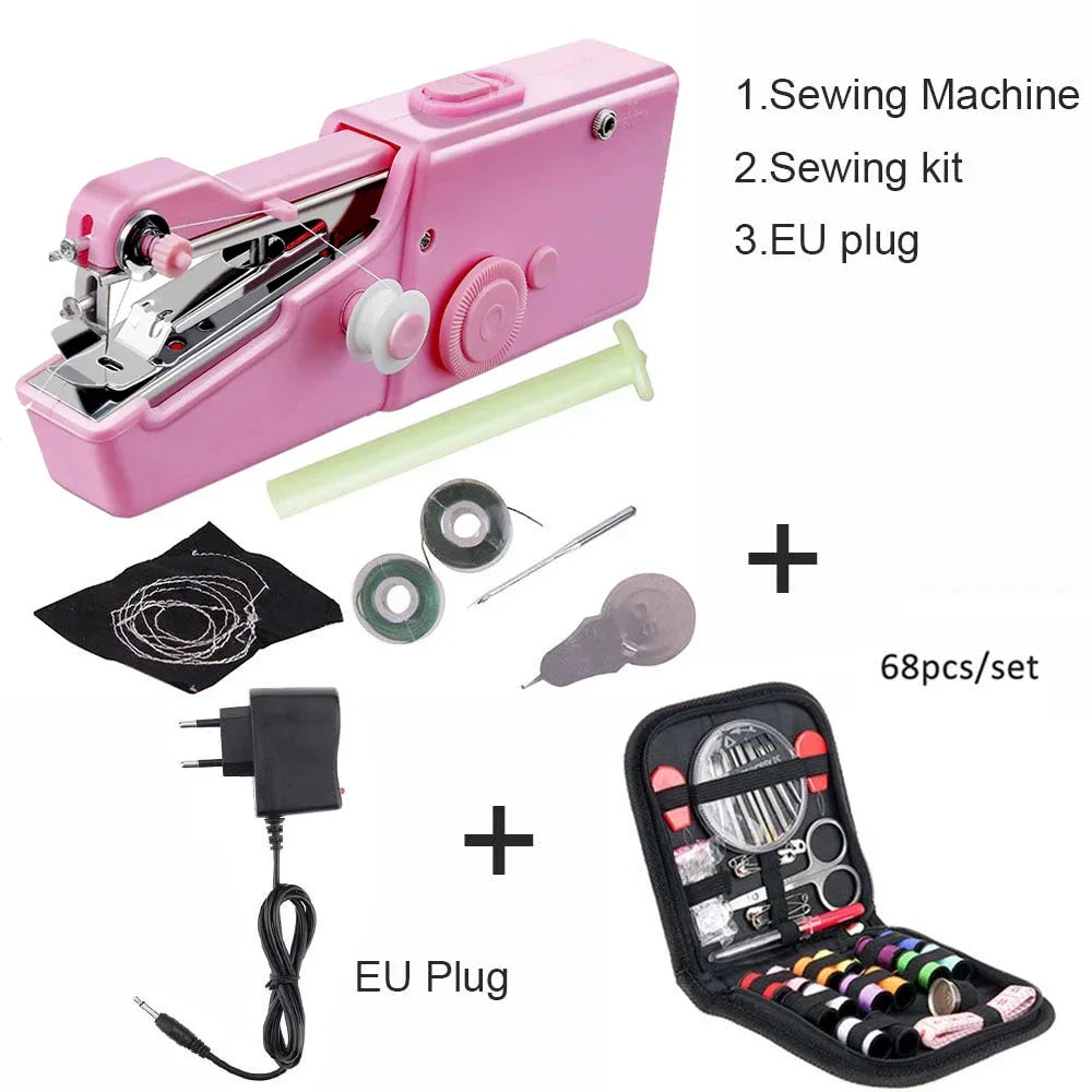 Quick Repair DIY Clothes Needlework Sewing Hand Sewing Machine Mini Hand Sewing Machine Electric Needlework Portable