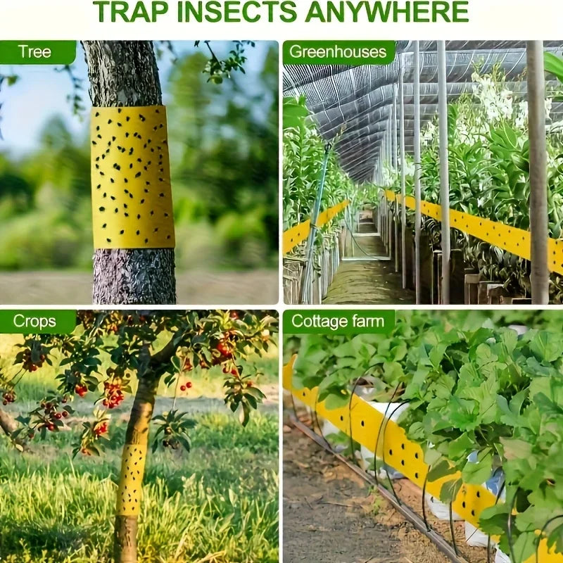 1 Roll 5M of Yellow Double-Sided Insect Proof Tape To Prevent Insects, Ants, and Moths From Climbing. Outdoor Garden Insect Trap Home Gardening Accessories