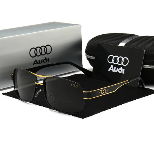 AUDI Luxury 4 Colors  Glasses + Original Case UV400 Polarized Rectangle Sunglasses for Men Women Driving Motorcycle Cycling Glasses with Anti-Glare Lens 553