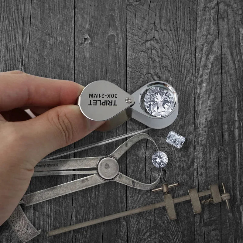 NEW Arrivals Pocket Jewelry Loupe 30X 20X 10X Jewelers Eye Magnifying Glass Rings Gold Diamonds Magnifier LED/UV Illuminated Loop Folding For Stamp Rock Collect Jewelry Accessories