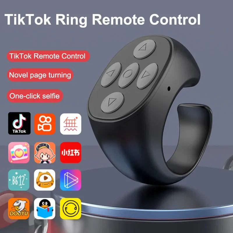 For Tik Tok Ring Remote Control Button Wireless Bluetooth-compatible Controller Fingertip Video Controller Automatic Page tool