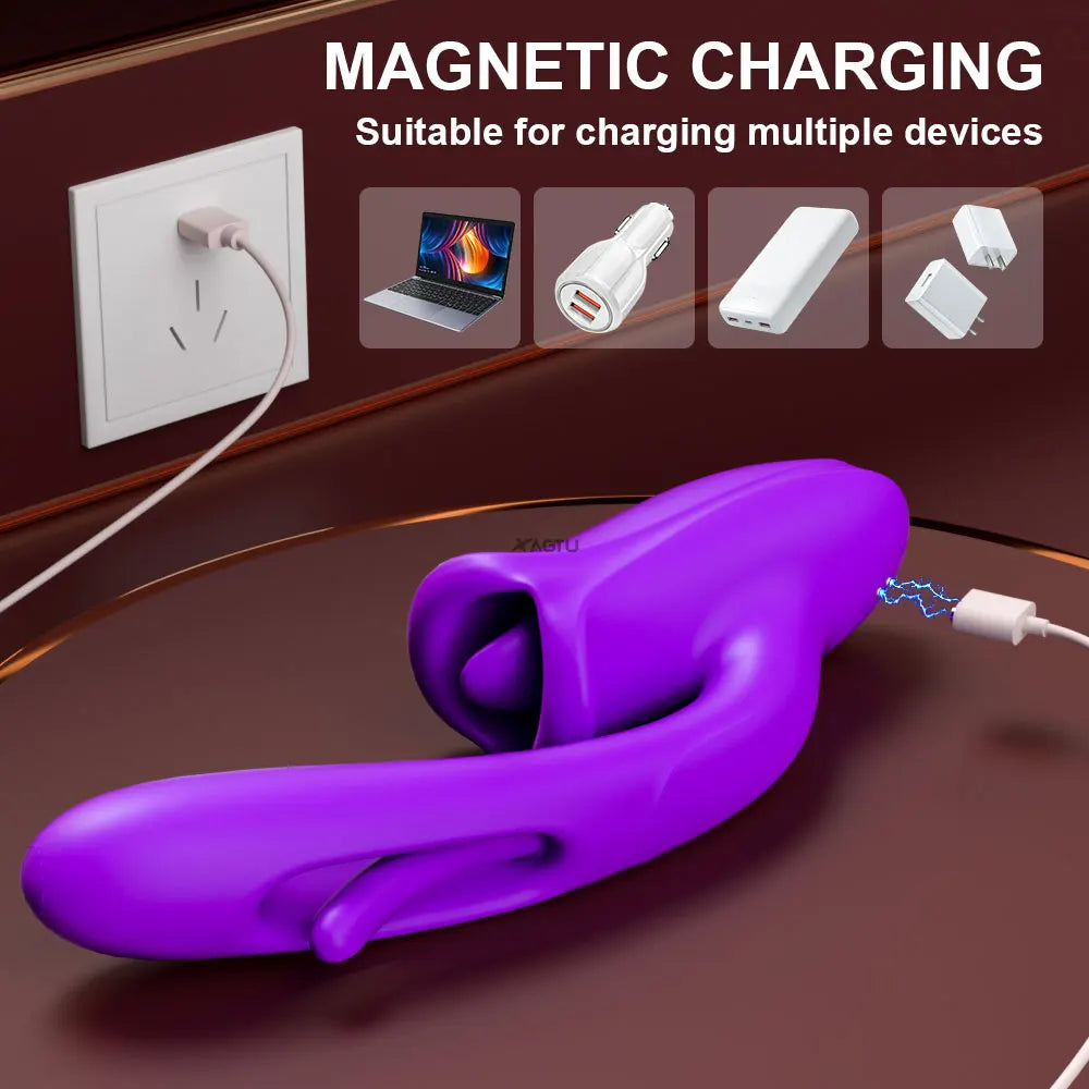 G Spot Vibrator Women Flapping Clit Clitoral Stimulator Female Tongue Licking Dildo Vibrating Adult Rose Sex Toys for Couples