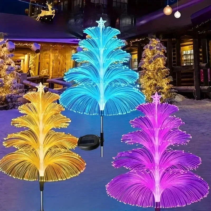 3/5 Layers Outdoor Solar Jellyfish Lights - Waterproof 1-5 Layer Fiber Optic Decor for Garden Pathway, Lawn Patio Landscape Lighting