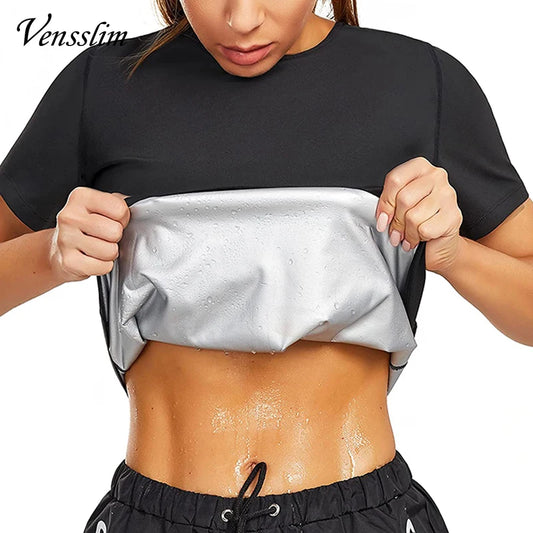 NEW S-5XL Plus Size Women Silver Ion Coating Thermal Shirt Sweat Sauna Tank Top Body Shaper Waist Trainer Slimming Short/Long  Sleeve Shapewear Weight Loss Shirt