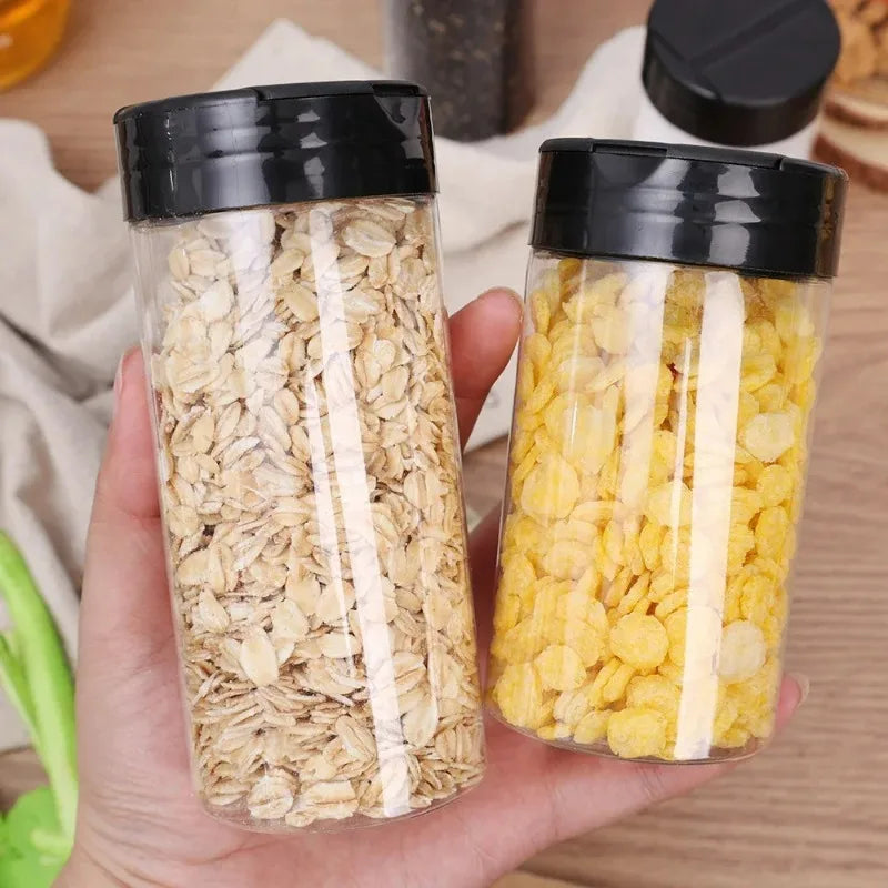 NEW 100ml 6 PCS Set Plastic Spice Jars with Shaker Lids Transparent Safety Plastic Bottles for Home Kitchen Storing Spices Seasoning Powders Jars Home Barbeque Kitchenware Supplies