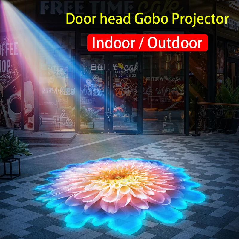 NEW Led Logo Projection Custom Advertising Image Sign Caution  Rotary Led Light Gobo Projector Supplies For Outdoor Bars Restaurants Hotel Night Clubs Advertisements Electronics Products