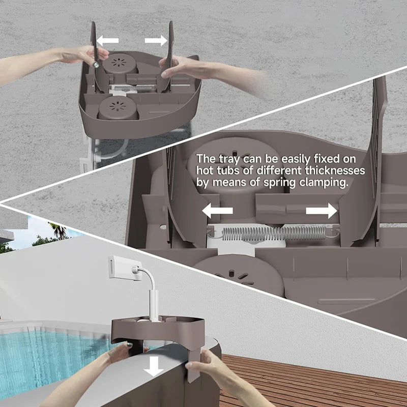 NEW Arrivals Clip-On Pool Cup Holder Phone Adjustable Hot Tub Tray Table For Outdoor Inflatable Swimming Pools For Adults