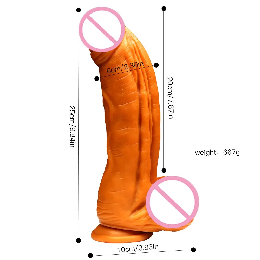 Huge Gold Dildo Super Soft Realistic Penis Dick Strapon Female Masturbator Double Layer Silicone Suction Cup Sex Toys For Woman