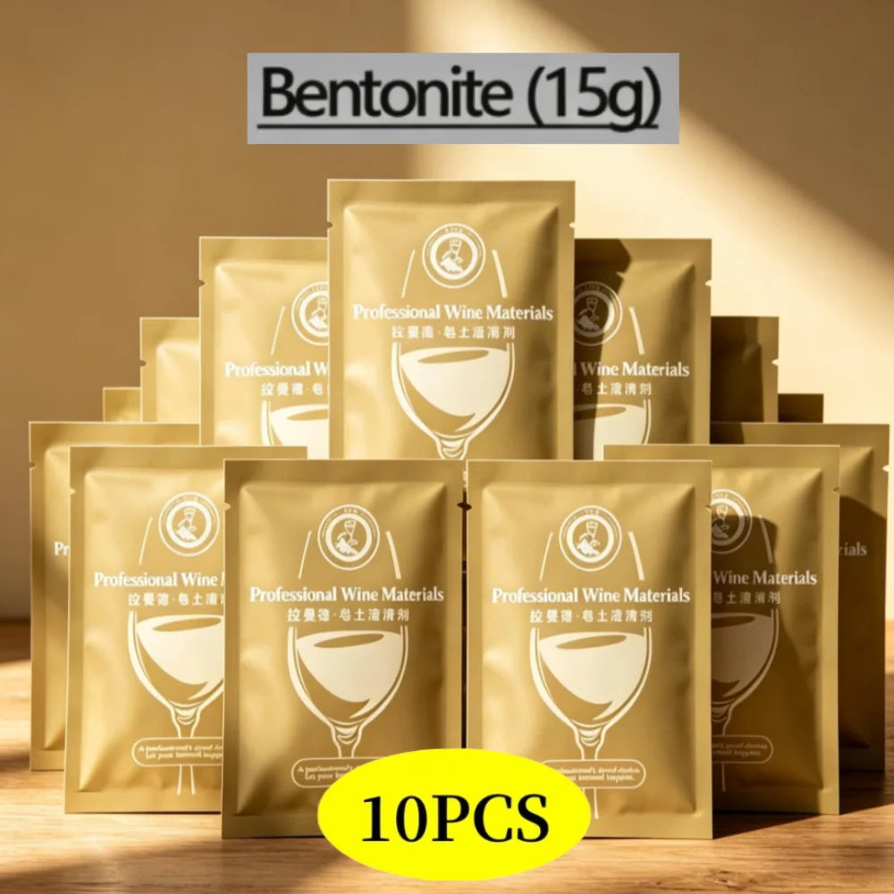 10 PCS Set For Home Barware Outdoor Travel Camping Picnic 15g Aluminum Bags For Wine Mead Yeast Packing Bentonite Wine Clarification Powder Storage Organizer Accessories Nutrition Bags