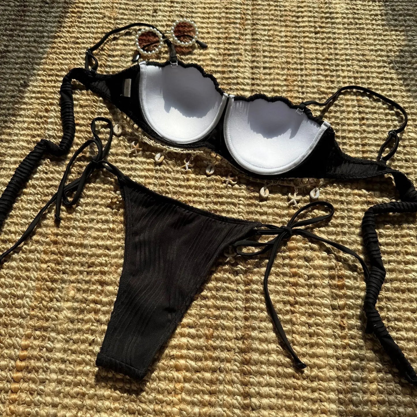 NEW 5 Colors UK Size Shell Scalloped Wrinkled Underwired Bra Cup Bikini Female Swimsuit Women Swimwear 2PCS Bikini Set Push Up Ladies Bathing Suit