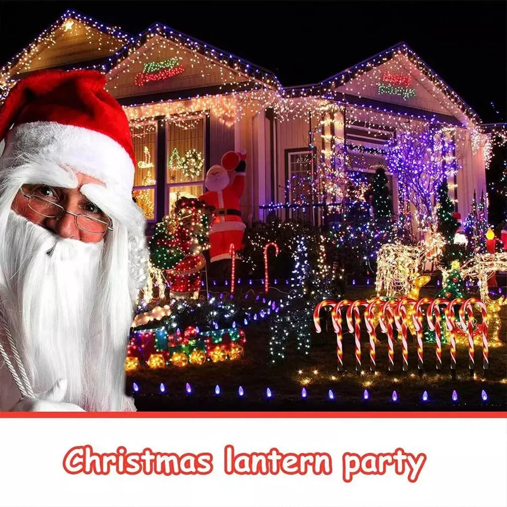 5-10 PCS Set Festive Solar LED Candy Cane Pathway Lights For Outdoor Cane Cru-tch Christmas Garden Courtyard New Year Eve Decoration