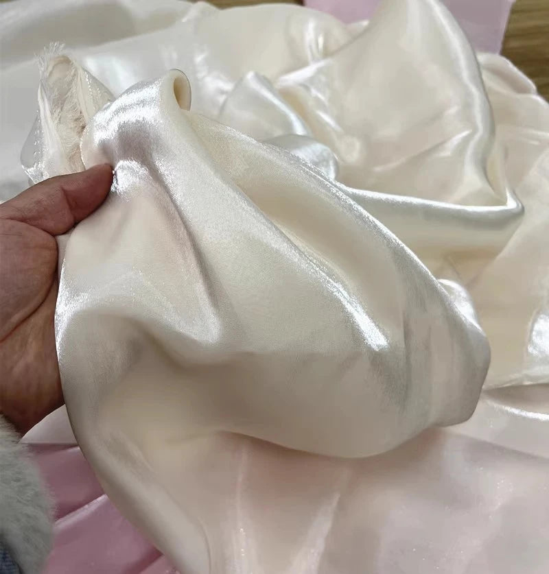 NEW 5M 10 Colors Luxury White Smooth Satin Water Gloss Liquid Organza Fabric sewn Evening Dress Shirt Micro Transparent Fabric