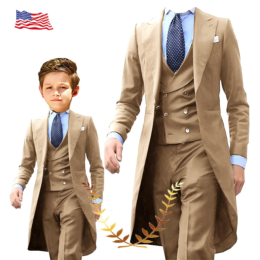 NEW Arrivals 3PCS Set Boys(3-16Yrs Old) Men S-5XL PLUS SIZE 5 Colors Formal Blazer Tuxedos Suit Wedding Evening Party Tuxedo Child Jacket Pants Vest Men Costume Groom’s Suit Luxury Fashion Apparel Supplies