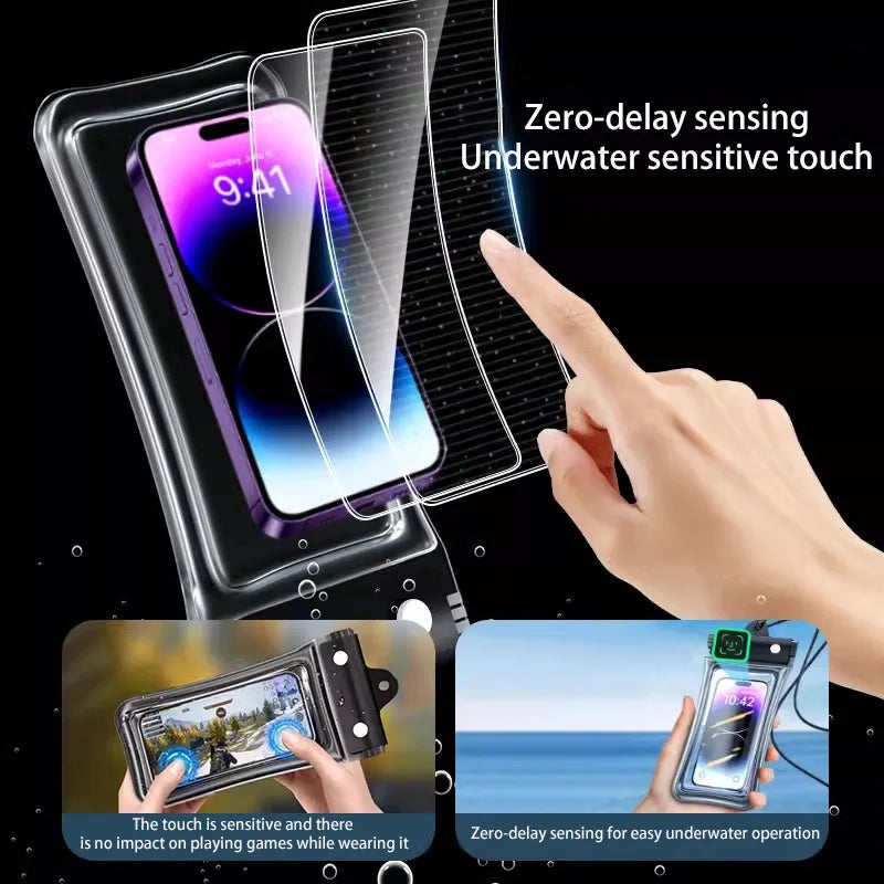 3 PCS Set IPX8 Waterproof Floating Airbag Swim Diving Bag Phone Case For iPhone 11 12 13 14 Pro Max Samsung S23 S22 Xiaomi 13 Huawei Cover