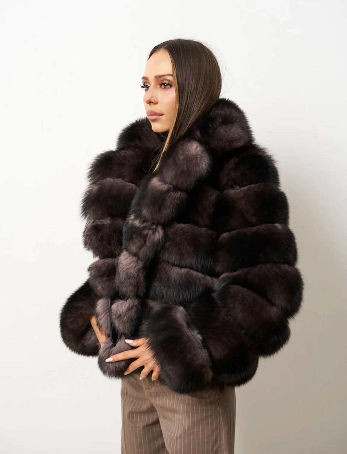 8 Colors S(45-55Kg)- 6XL(100Kg-110Kg) Plus Size Women's Real Fox Fur Coat Detachable Transform Jacket Removable Vest Thick Warm Solid Fur Ladies Luxury Fashion