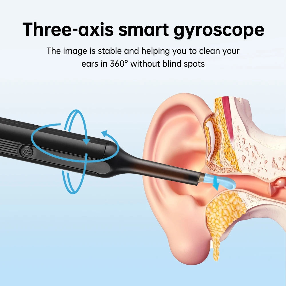 Wireless Smart Visual Ear Cleaner With Camera and APP Connection 6 LED Lights 3.0mm Lens Ear Wax Removal Endoscope Otoscope Type C Charging Tool Health Care Ear Cleaner Kit