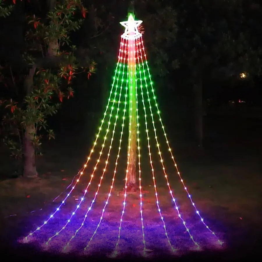 304 LED Lights Smart Christmas Tree String Lights with Star Topper 2.8M Dream Color APP Control Waterfall Fairy Light String Garland