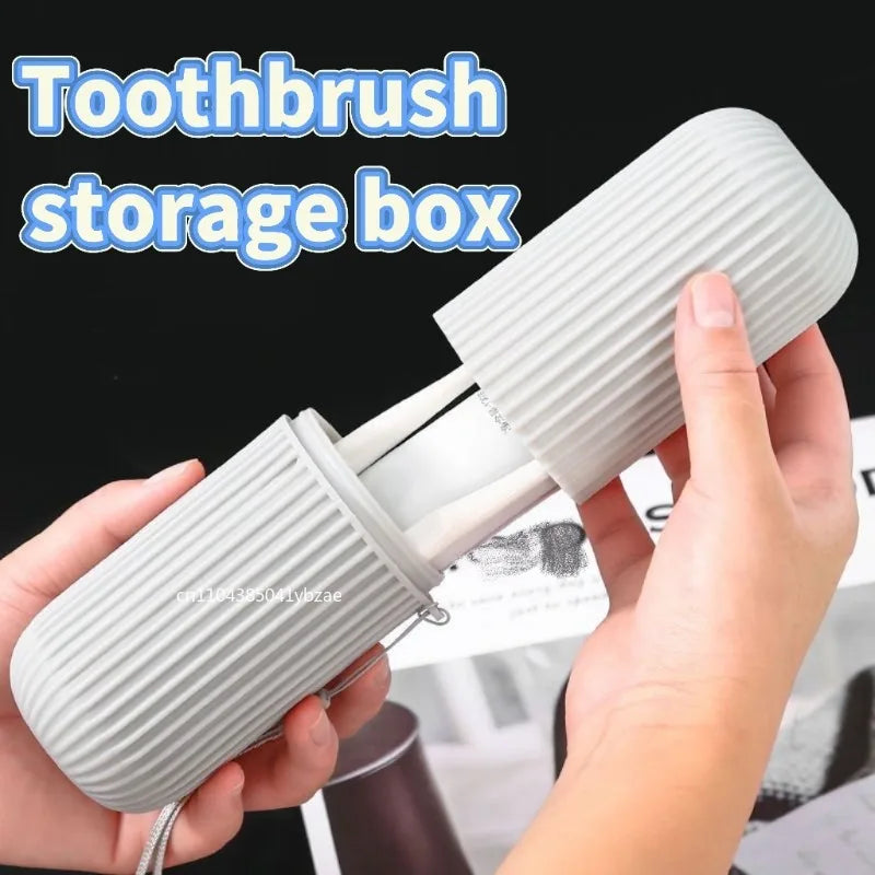 NEW Arrivals 4 PCS Set 4 Colors Travel Hotels Toothbrush Storage Box Vertical Stripe Portable Mouthwash Cup Brushing Cup Box Toothpaste Storage Cartridge Personal Care Supplies