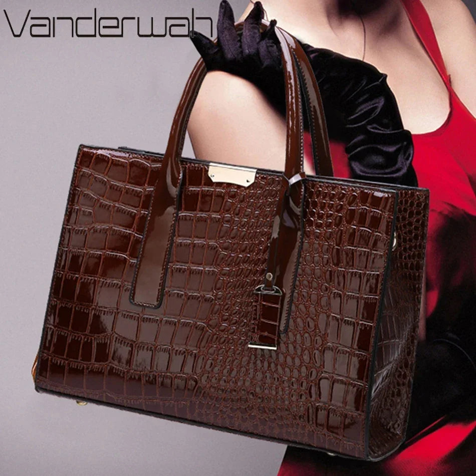 NEW Arrivals 10 Colors/Patterns 3 PCS Set High Quality  PU Leather Women Messenger Bags Crocodile Female Crossbody Shoulder Hand Bags for Women High Quality Ladies Handbags