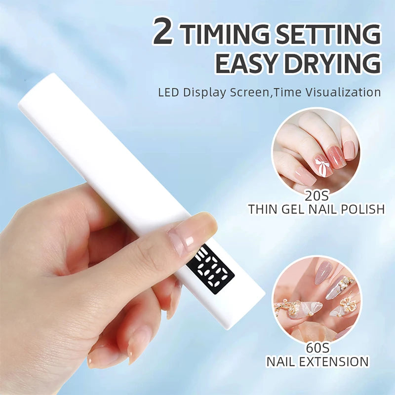 NEW Arrivals Portable Handheld Mini Nail Lamp For Gel Polish Quick Dry Flashlight Pen USB Rechargeable Nail Dryer Machine UV LED Nail Care Accessories Manicure Pedicure Tools