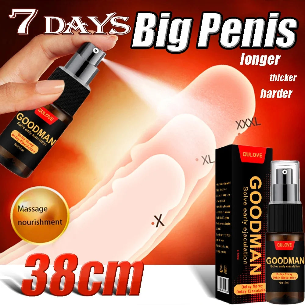 Adult Male Sex Delay Spray Lasting Long 60 Minutes Penis Growth Enlargement Harder Anti Premature Ejaculation External Use for Adults