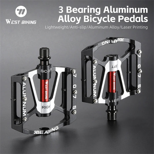 NEW Colorful/Silver Color 3 Bearing Bicycle Professional Pedal CNC Aluminum Alloy Anti Slip MTB Road Bike Pedal Widen Pedals Profession Bike Accessories