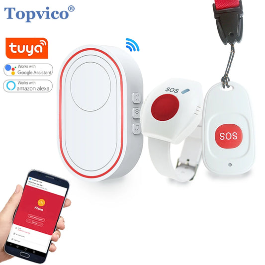 TUYA App Emergency Panic Button WIFI for Elderly Alarm SOS Bracelet Wireless Caregiver Pager Watch Call Senior Fall Alert