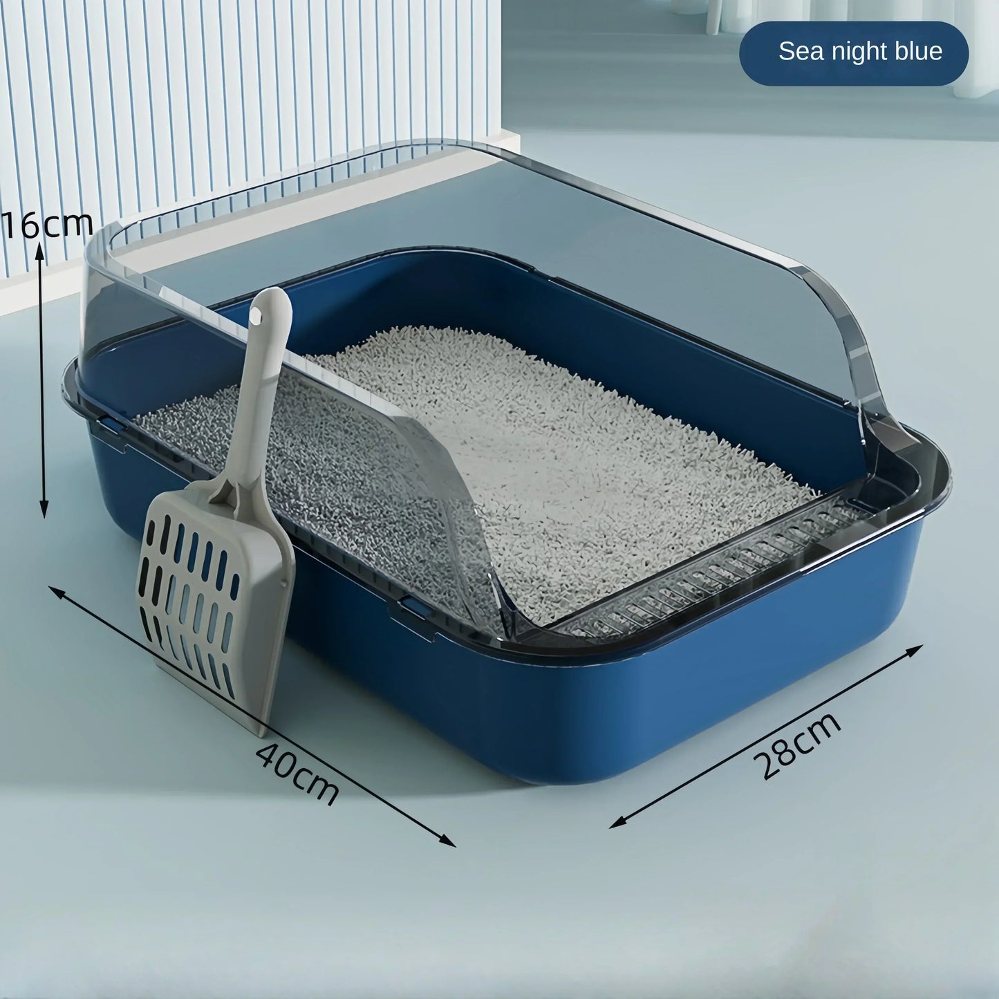 Open Cat Litter Box Thickening Kitty Sandbox Semi-Enclosed High Side Splash Proof Pet Bedpans with Litter Scoop Cat Supplies