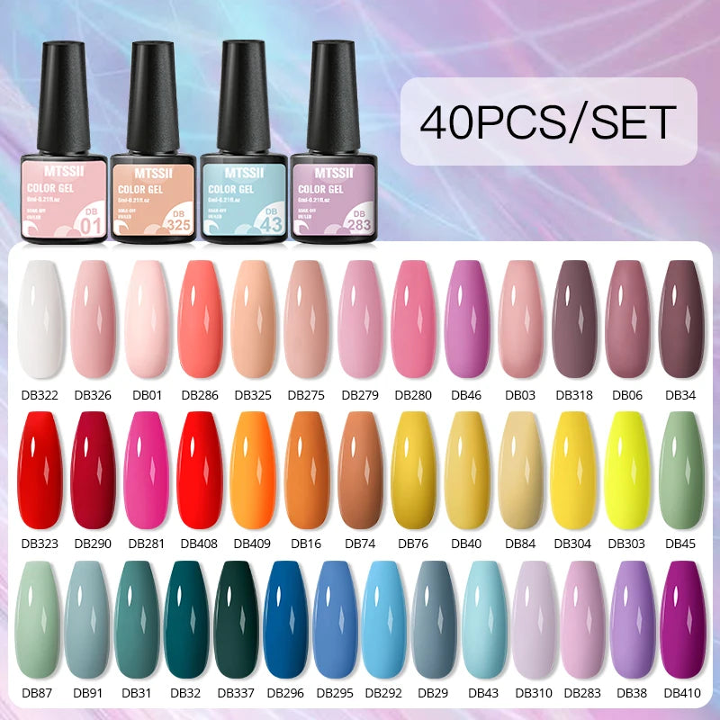 NEW Arrivals 24/40.120PCS Set Colors Gel Nail Polish Set Semi Permanent Hybrid Gel Varnish Set Base Top Coat Soak Off UV LED Nail Gel Kits Manicure Pedicure Accessories Nail Care Tools Sets Cosmetic Supplies