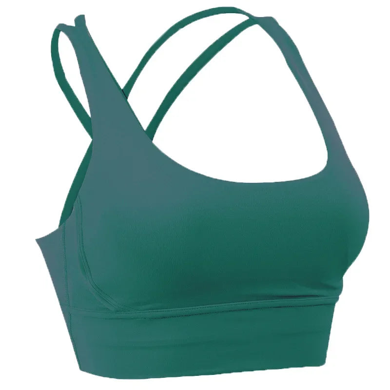 14 Colors S-XL New Push Up Sports Bra Yoga Vest  Cross Back Fitness Sexy Padded Top Gym Shock Absorbing Running Breathable Crop Top Sportswear