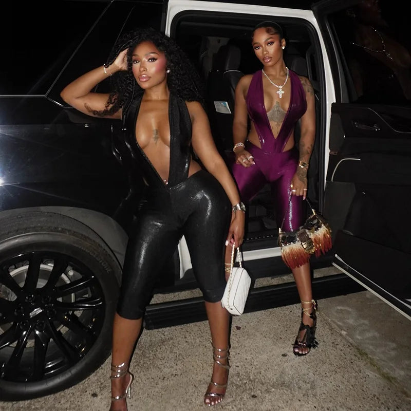 2 PCS Set UK Size 6 Colors Sexy Metallic Tops + Pants Set Night Clubwear Prom Evening Rave Party Outfits Y2K Streetwear Women Fashion Designer Elegant Gold Stamping Tops