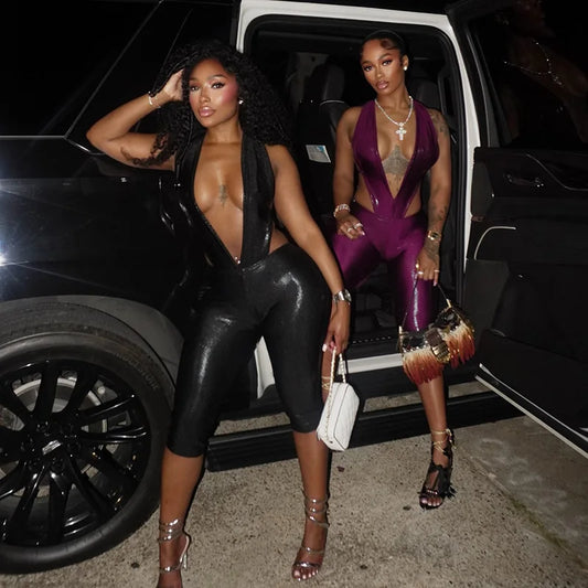 2 PCS Set UK Size 6 Colors Sexy Metallic Tops + Pants Set Night Clubwear Prom Evening Rave Party Outfits Y2K Streetwear Women Fashion Designer Elegant Gold Stamping Tops