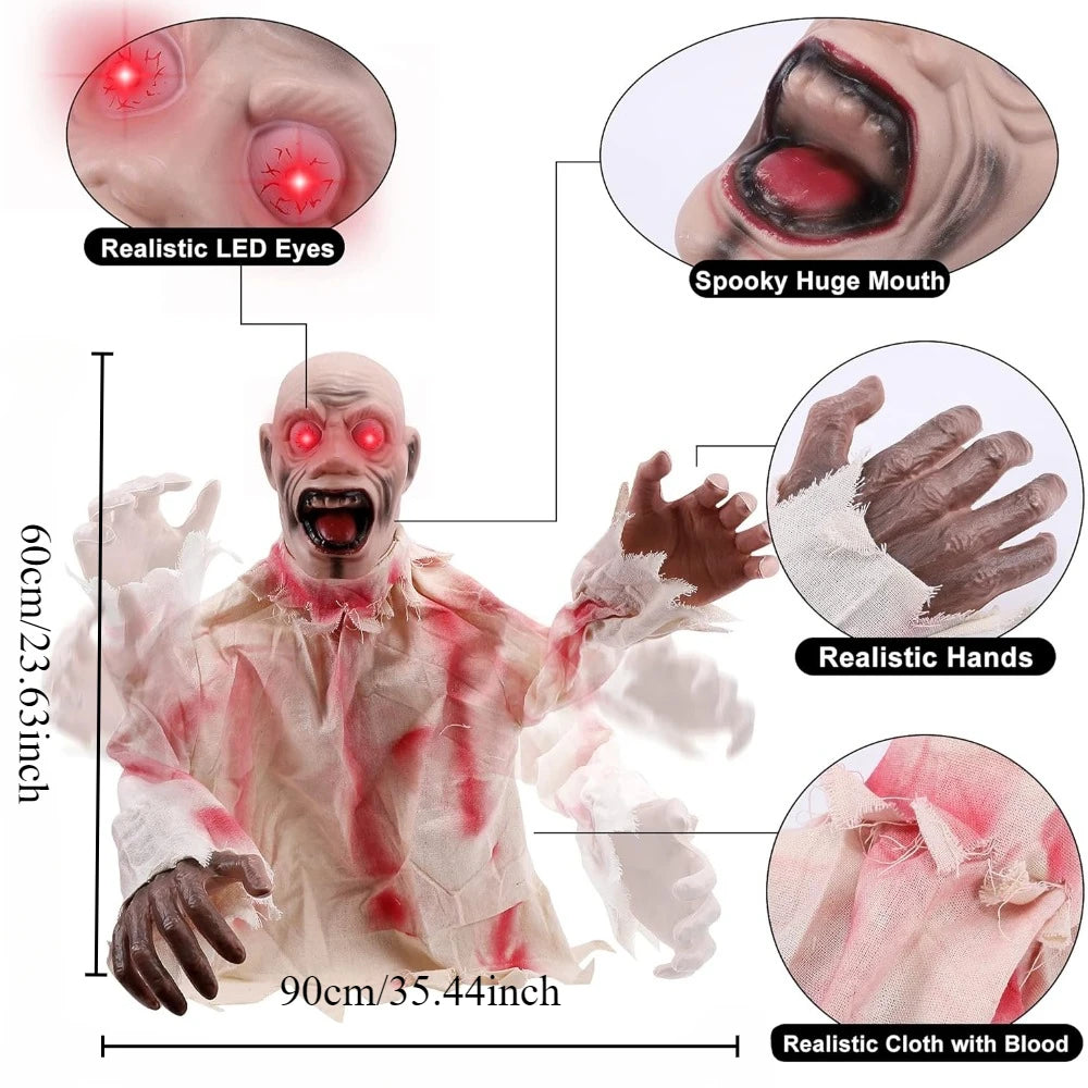 Creepy Zombie Lawn Stake Garden Horror Theme Party Favors Patio Prop Voice Control Swing Ghost Halloween Decoration Scary Doll