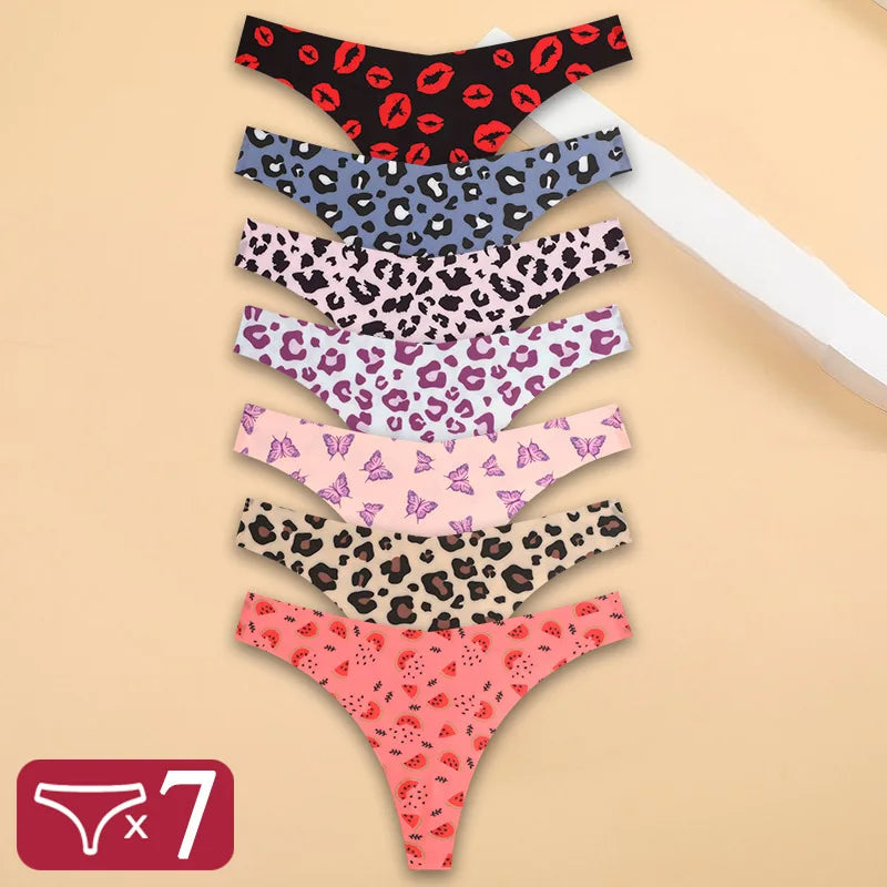 NEW Arrivals 7PCS Set 15 Colors  Ice Silk G-String Lady Sexy Thong Women Seamless Girl Panties Fresh Low Waisted Underwear Ladies Girls Sexy Underwear Supplies