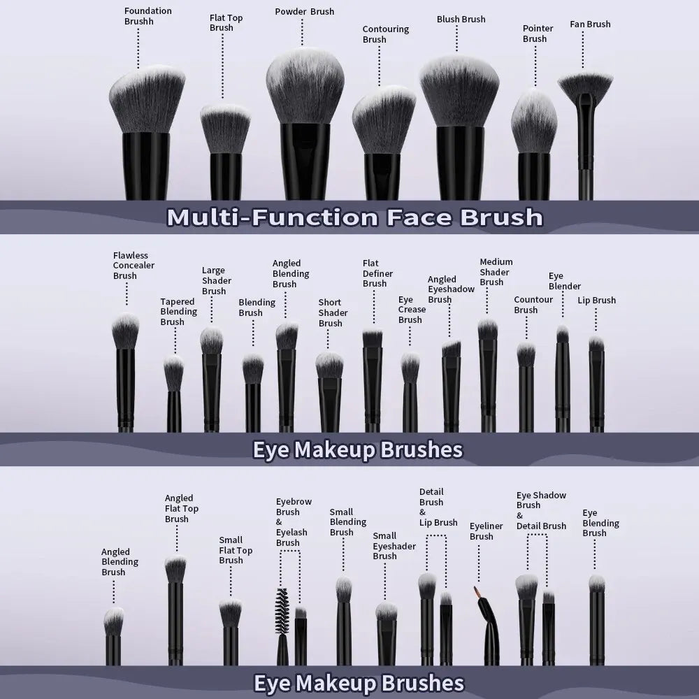 30Piece Makeup Brushes Set Professional Concealer Foundation Blush Eyeshadow Brush Synthetic Kabuki Fluffy Bristles Brush