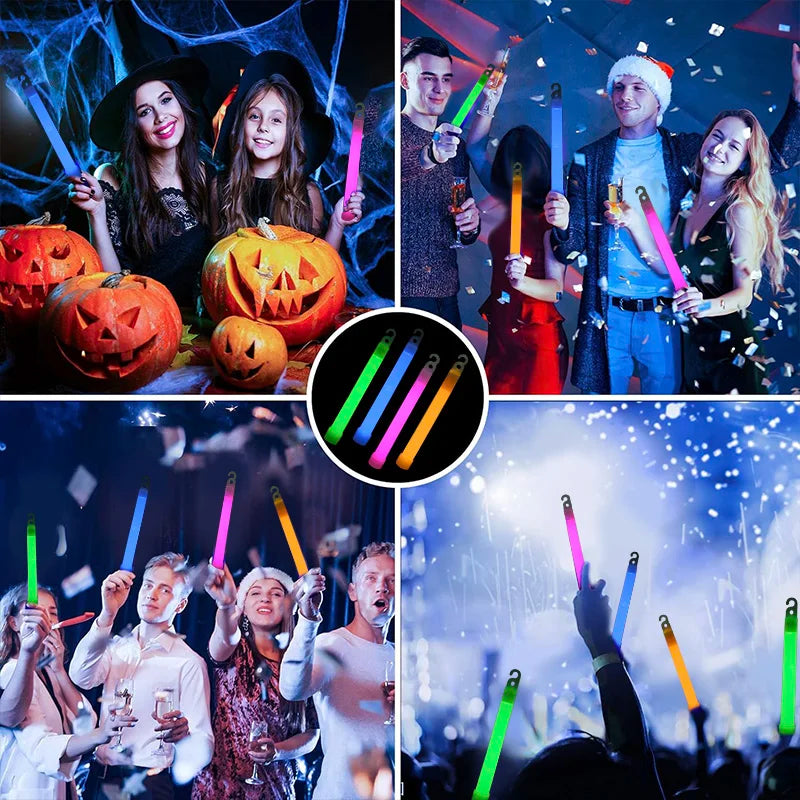 5/10 PCS Set Glow Sticks With Hook 6 Inch Fluorescence Light Stick For Hiking Camping Outdoor Supplies Glow In The Dark Wedding Birthday Party Decor Music Festival Concert Rave Party Decoration
