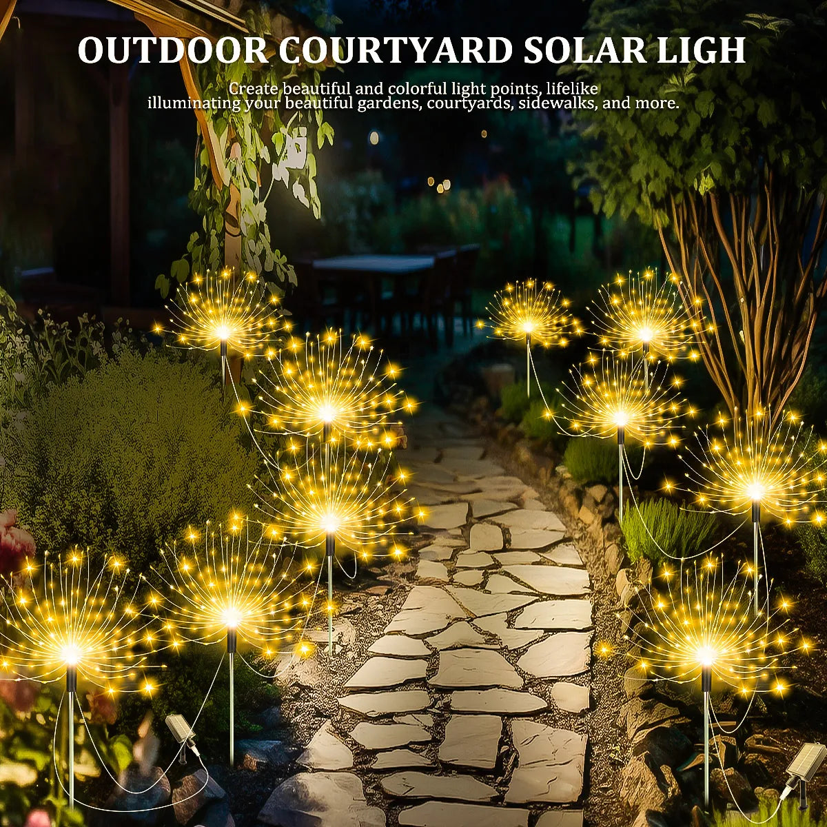 5 PCS Set 400 LEDS Solar Power Fireworks Light Outdoor Solar Light Waterproof LED Fairy Lights 8 Modes Lighting For Garden Lawn Yard