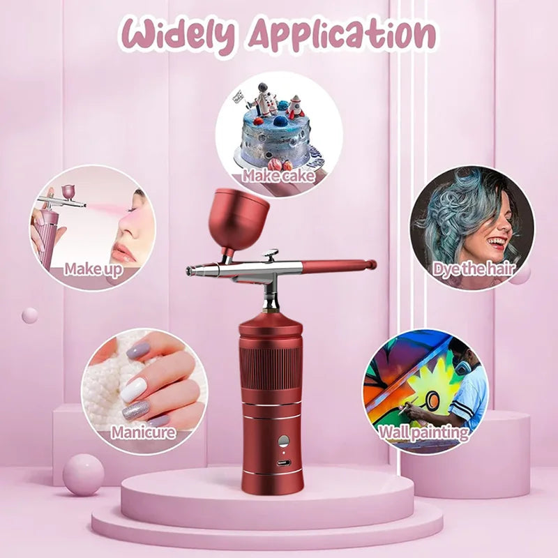 Full Set Rechargeable Wireless Airbrush Compressor Kit Air Brush Paint Sprayer Gun Water Oxygen Deep Hydrating Machine for Nail Art Tattoo Makeup Cosmetic Sets