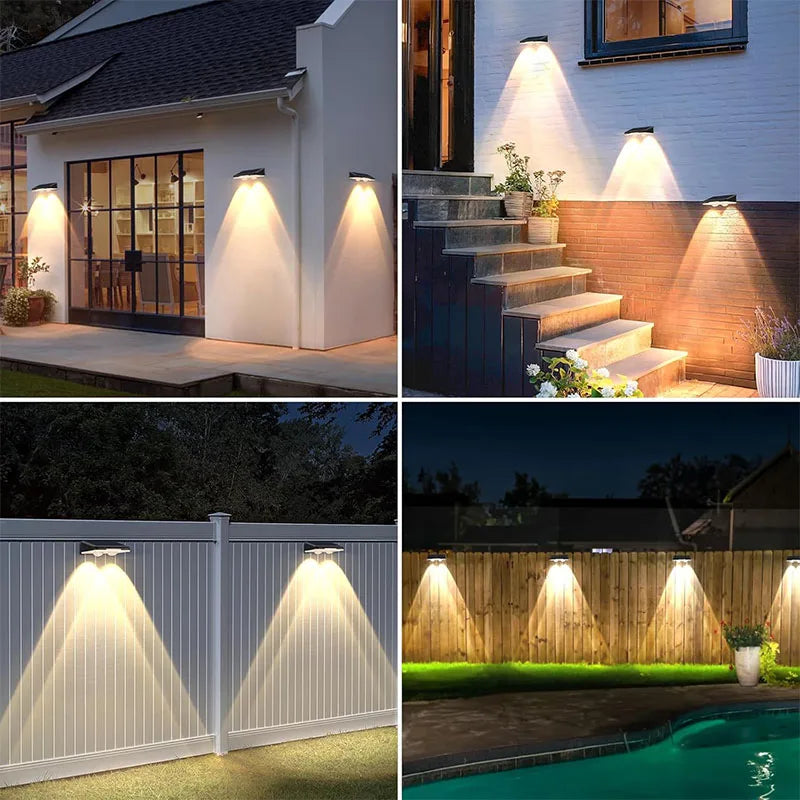 4 PCS Set Solar Fence Lights Waterproof RGB LED Wall Lamp Outdoor Deck Lights for Patio Backyard Walkway Railing Decorative Lights.