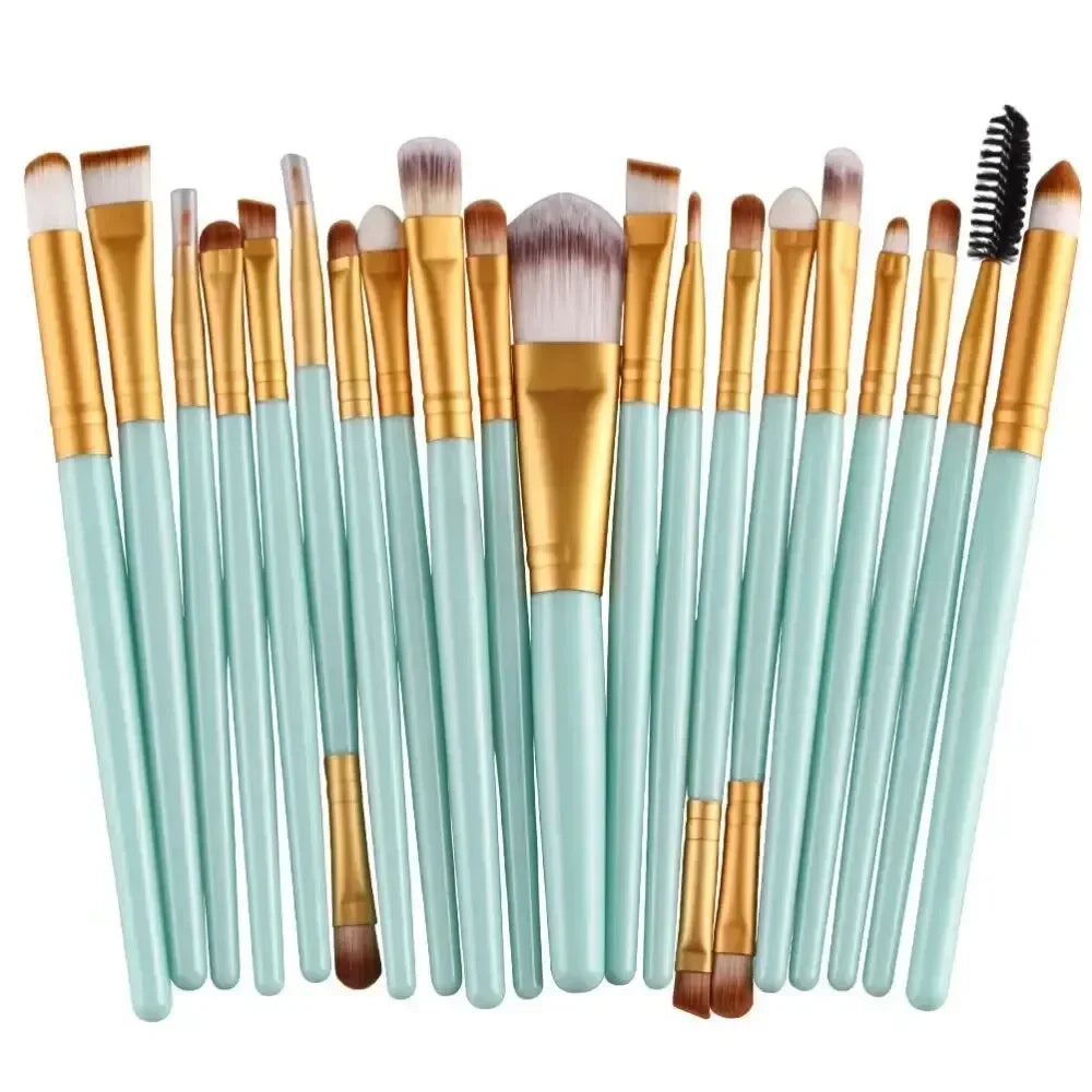 NEW Arrivals 20 PCS 6 Colors Set Make-Up Brushes Set Professional Plastic Handle Soft Synthetic Hair Powder Foundation Eyeshadow Make Up Brushes Women Cosmetics Accessories Beauty Salon Spa Supplies
