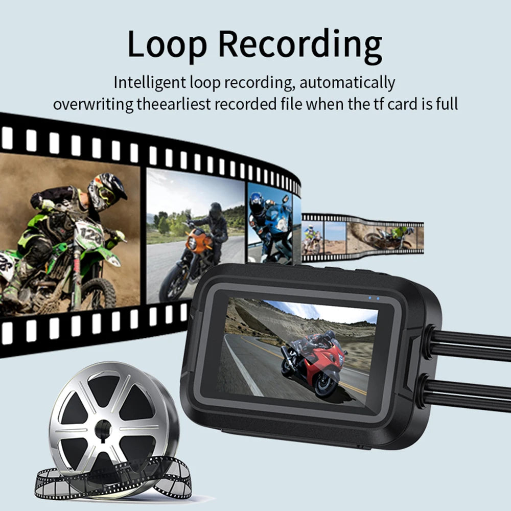 Dual 1080P Motorcycle DVR Full Body Waterproof Moto Camera WiFi GPS Dash Cam Front Rear Driving Video Recorder Black Box