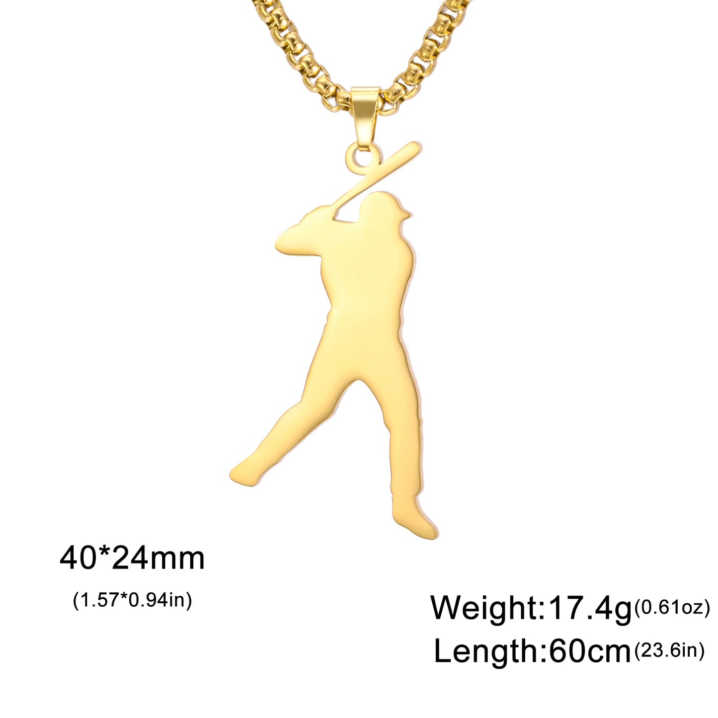 Baseball Gold Necklace Teen Boy Neck Chain Stainless Steel Pendant Necklace Fashion Sport Jewelry Men Sport Enthusiast Gifts