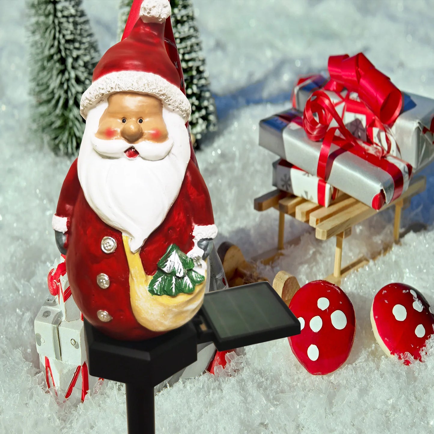 2PCS  Christmas Pathway LED Solar Lights Outdoor Waterproof Lawn Stake Lamp for Garden Decoration Yard Home Holiday Santa Claus