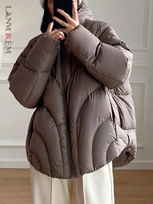 NEW Arrivals Fashion White Duck Down Jackets Women's Hooded Solid Color Warm Thick Coat Versatile Winter New Clothing 2VV1913