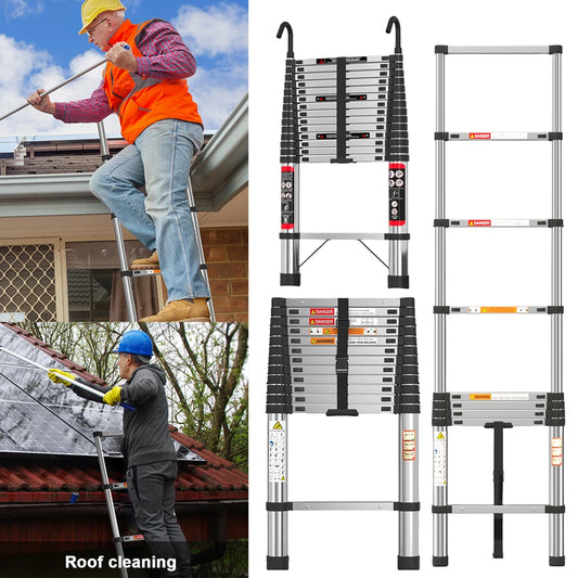Telescopic Ladder Stainless Steel, Load 150kg, Convenient Extendable ,For Pulling Walls, Changing Light Bulbs, Repairing Roofs, RV Home Work Heavy Duty Accessories