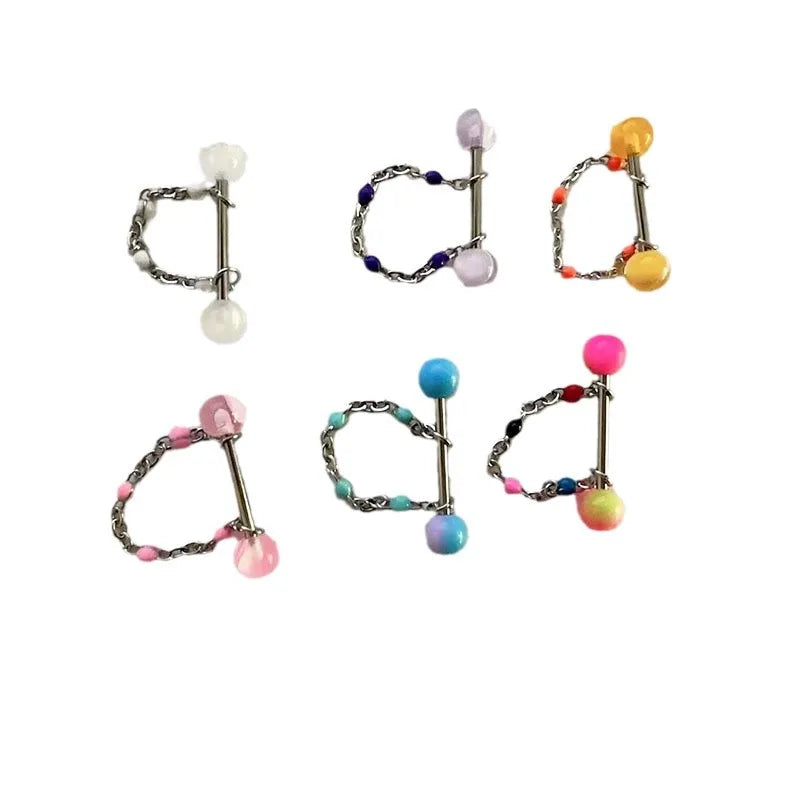 NEW Arrivals Punk Cute Chain Tongue Nail Detachable Drop Beads Acrylic Sweet Piercing Tongue Ring Body Accessories for Men Women