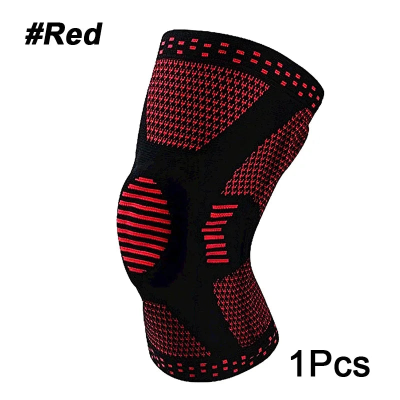 NEW Arrivals S-2XL 1Pcs Silicone Compression Knee Sleeve, Knee Brace Support Pin Relief Injuries Treatment Outdoor Cycling  Jogging, Arthritis Basketball Volleyball Men and Women Sports Accessories Supplies