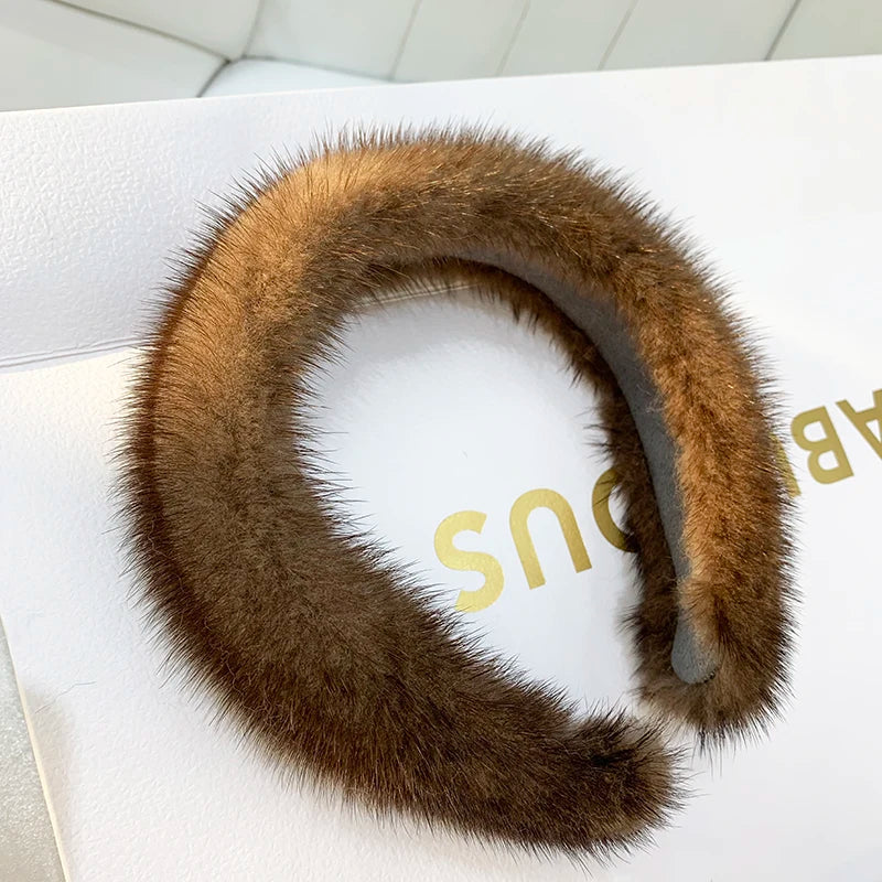 10 Colors Hot Sale Women Luxury winter 100% Real Mink Fur Headbands High Quality Real Fur Hair Band Lady Fashion Hair Hoop Furry Gift